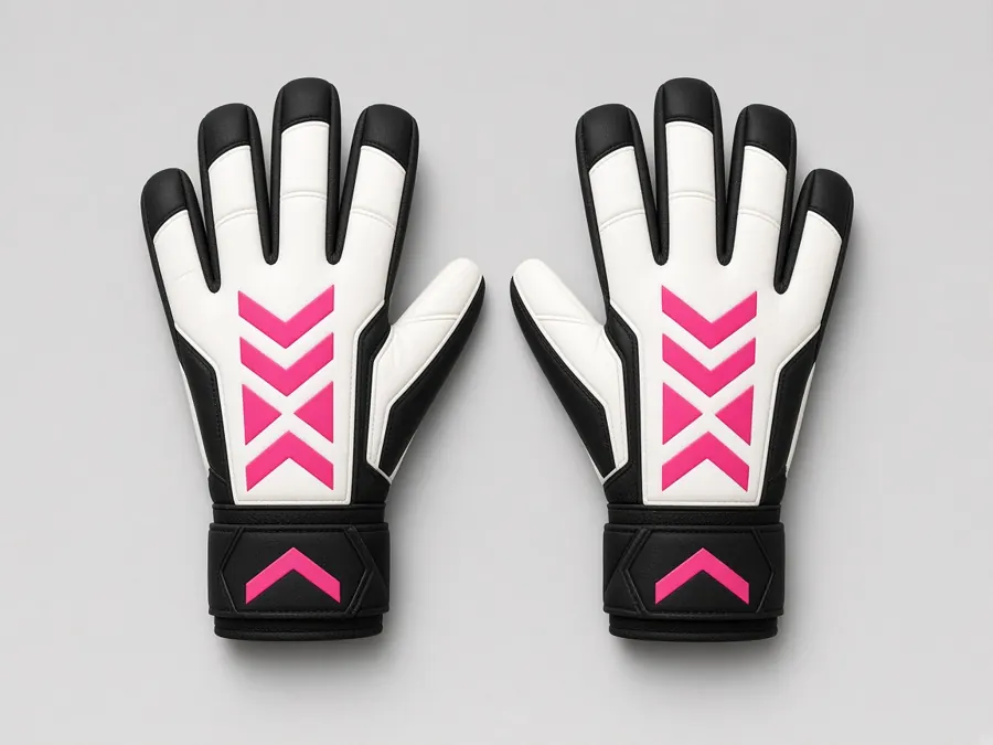 Rebel concept: white and black training gloves with hot pink chevron stripes.
