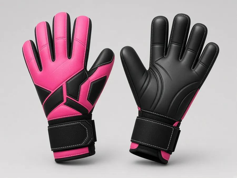 Riot concept: hot pink and black goalkeeper gloves with a black palm.